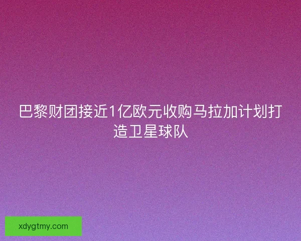巴黎财团接近1亿欧元收购马拉加计划打造卫星球队