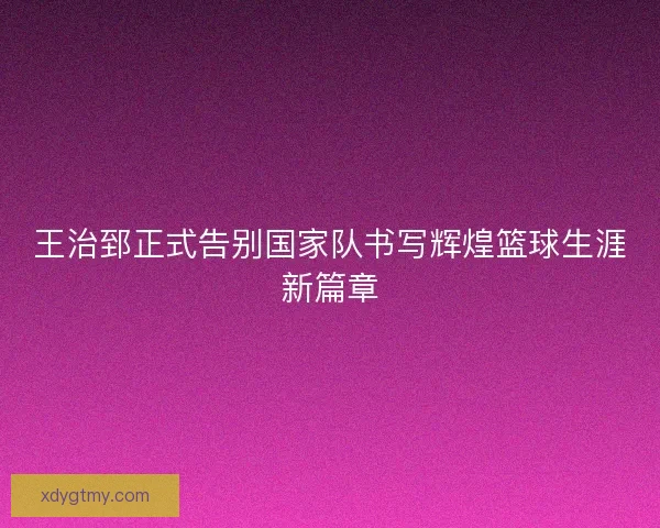 王治郅正式告别国家队书写辉煌篮球生涯新篇章